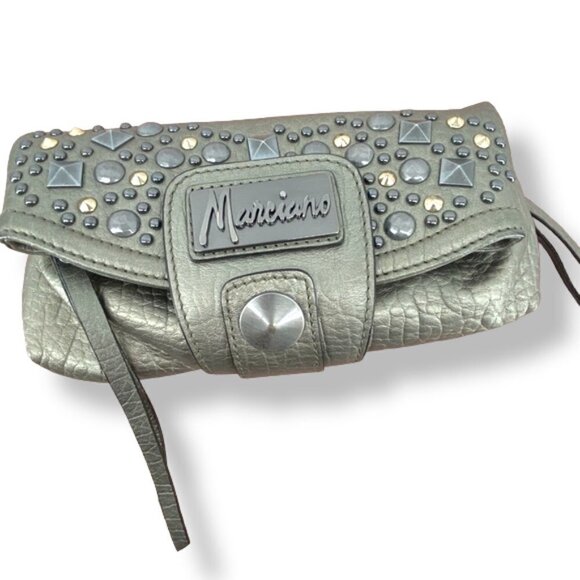 Marciano Handbags - Marciano Bags Pewter Studded Clutch Wristlet